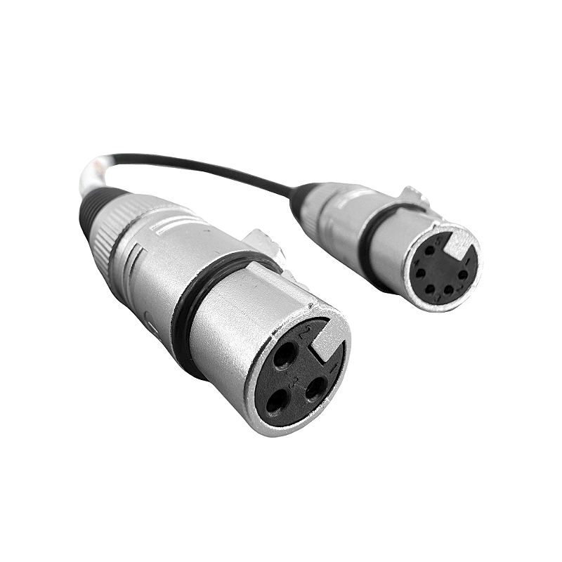 CABO DMX DE 20CM XLR FÊMEA DE 3 PINOS E XLR FÊMEA DE 5 PINOS - A