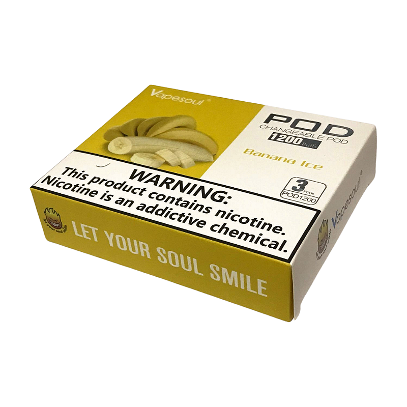 Refil Vapesoul Pod 1200 Puffs Banana Ice (Caixa com 3 Unidades