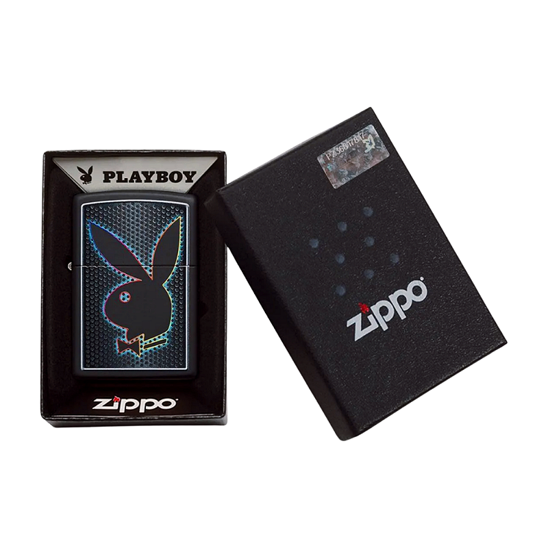 Accendino Zippo PlayBoy 49155 - Finitura Black Matte - Antivento, Ricaricabile, Made In USA - Garanzia 30 Anni - 4