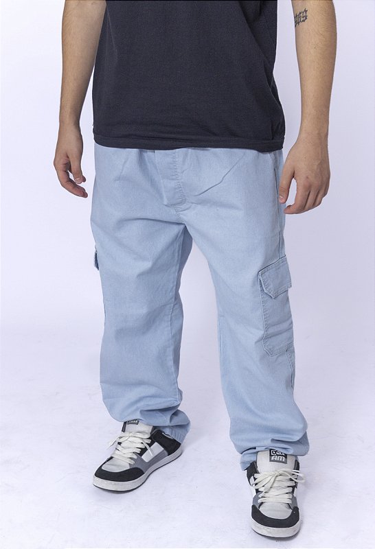 Calça cargo jeans gelo - Hilf