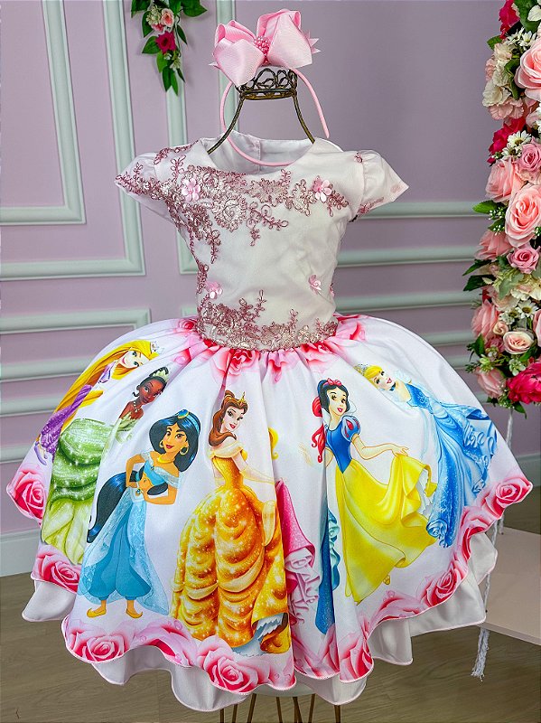 Vestido Infantil Temático Princesas Lindos