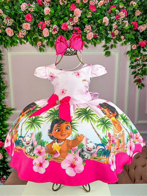 Vestido Infantil Moana Baby Rosa Temático Aniversário Rodado em Promoção na  Americanas