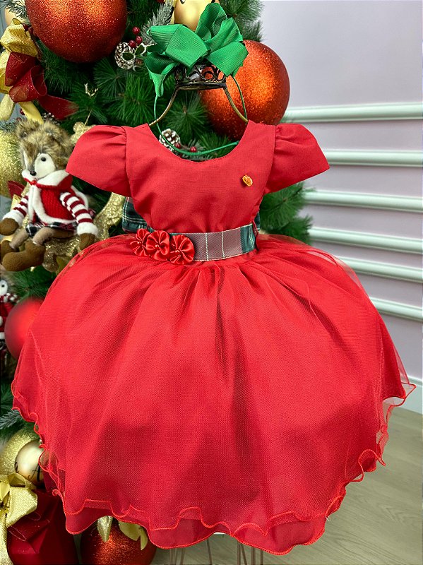 Vestido Xadrez Vermelho Coleção de Natal