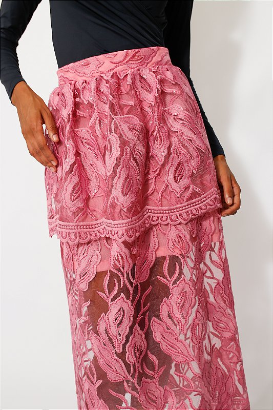 Saia Pop Renda | Rose