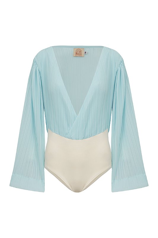 Body Blusa Plissada | Azul