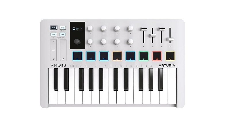 Teclado Controlador Midi USB 25 Teclas Arturia MiniLab MK3 Branco