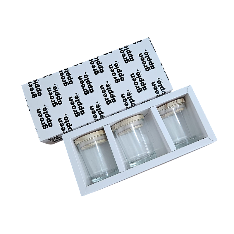 white0327　3個セット Caixa para 3 velas de 70gr - PERSONALIZE - GreenAppleBox
