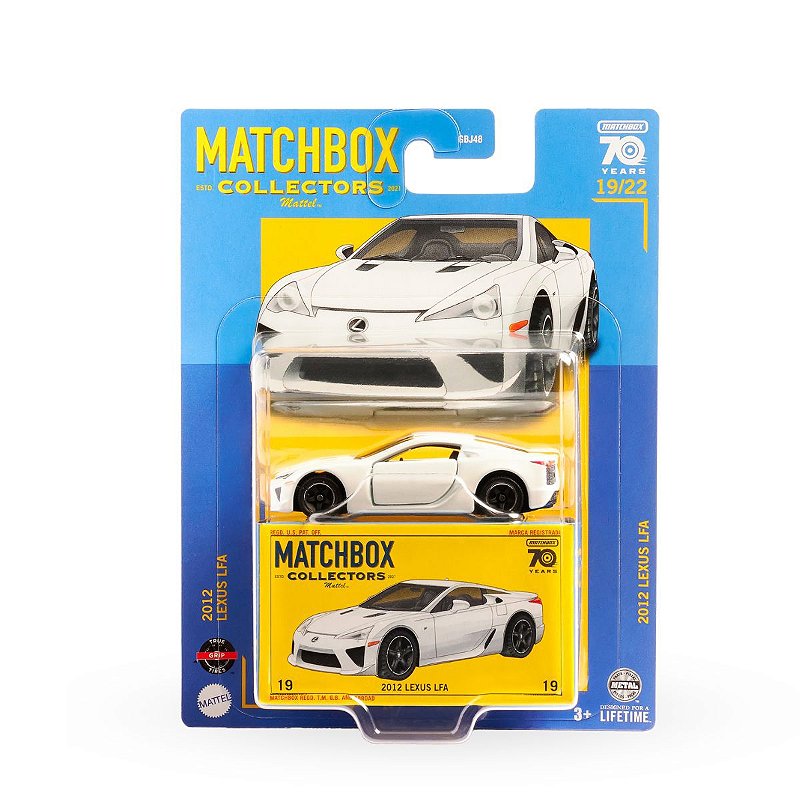 Miniatura 2012 Lexus LFA 1:64, coleção Matchbox Celebrando 70 anos
