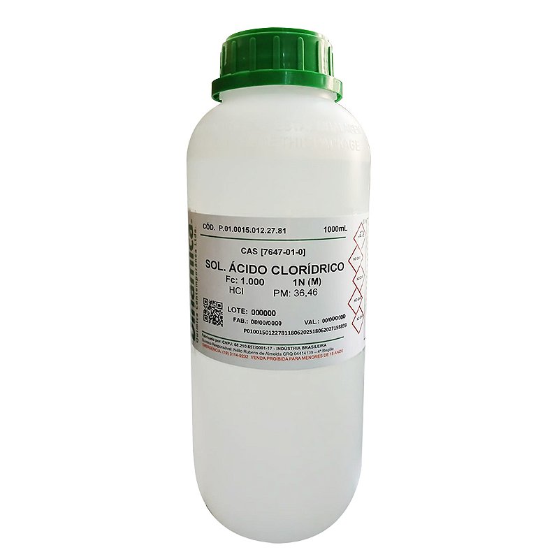 Solução Ácido Clorídrico 1N / 1M Aquosa 1000mL - Loja do Laboratório
