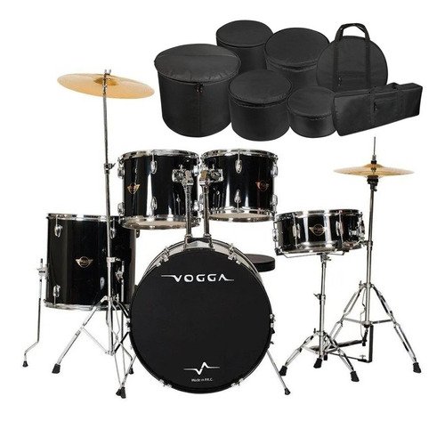 Bateria Ac Stica Vogga Bumbo Vpd Preto C Kit Capa Bag Com