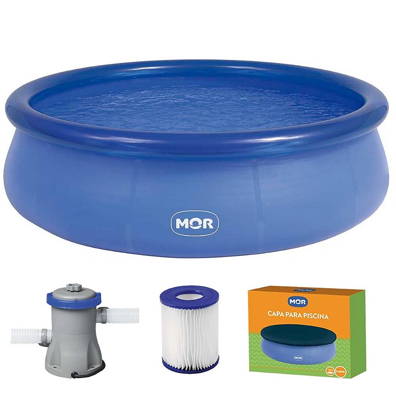 Piscina Mor 3400 Litros Inflável com Bomba Filtro 220v e Capa Com 