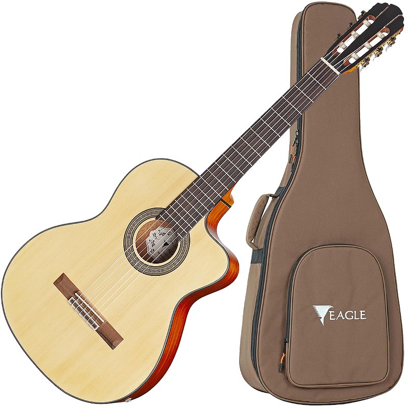 Violão Eletroacústico Cordas Aço Eagle CH-888 NT Natural Com 10