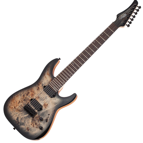 ギター Schecter Diamond Series C-8 Deluxe Schecter Guitarra elétrica C-8 DELUXE cetim preto 8 cordas corpo