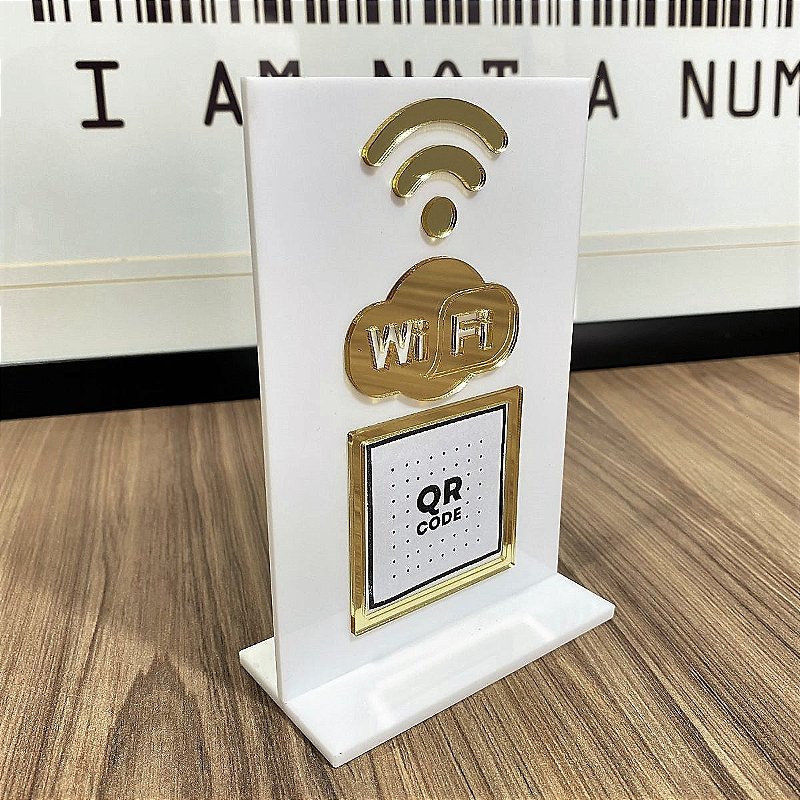 Placa Wifi Qrcode De Mesa Balcão C Base Acrílico Acrihome Acrílicos 1799