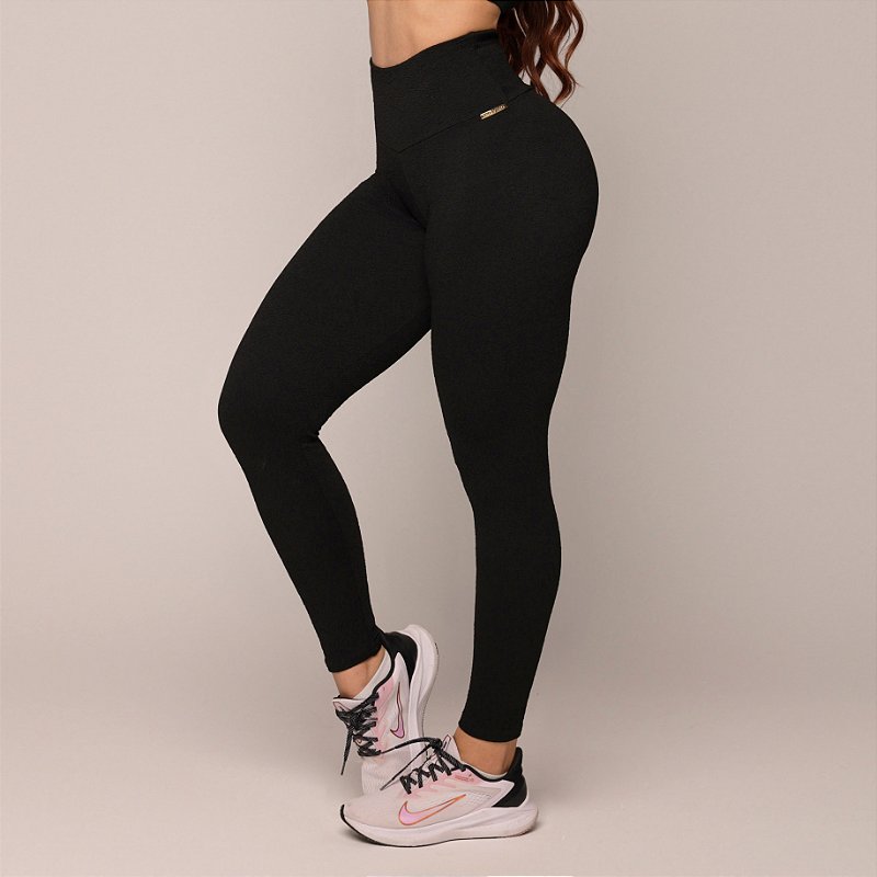 Legging Empina Jacquard Fluffy Black -M/G LOJA EXCLUSIVA