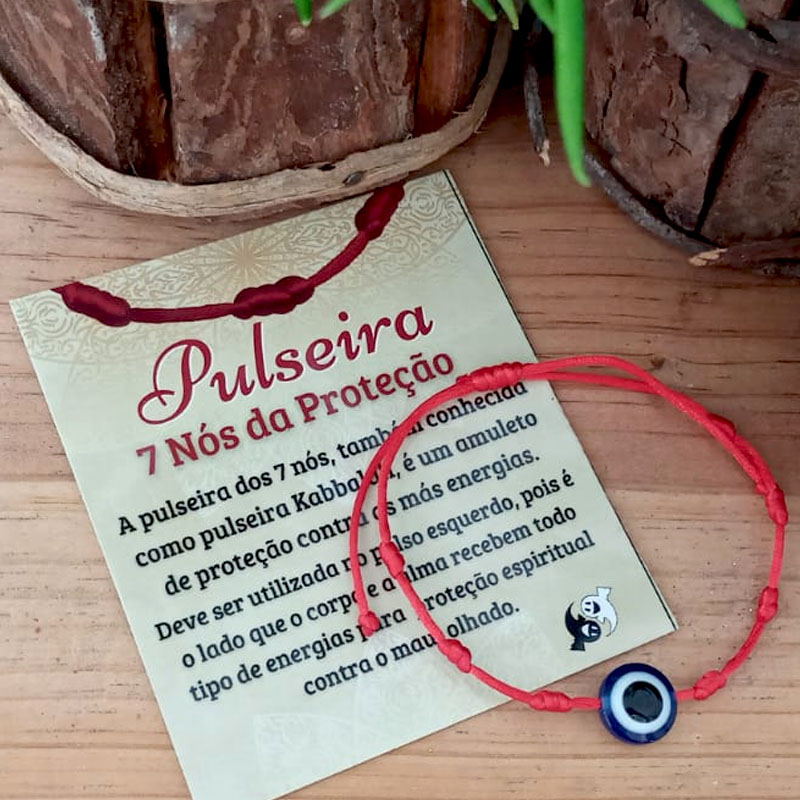 Pulseira 7 Nós Vermelha – Olho Grego
