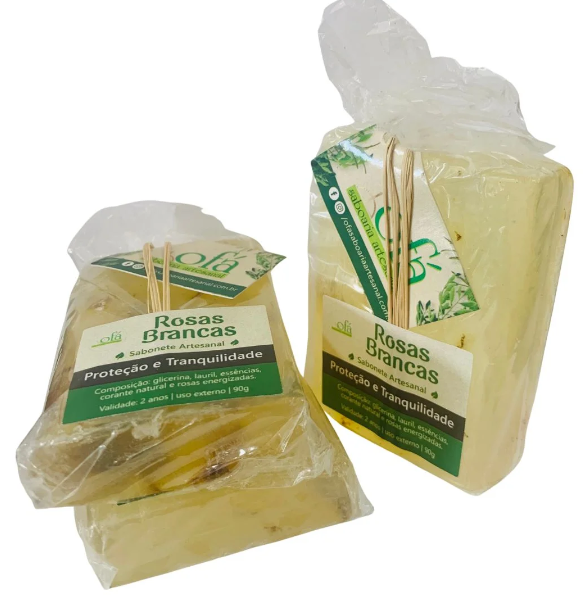 Sabonete Artesanal ROSAS BRANCAS Ofá 90 gr - Proteção e Tranquilidade