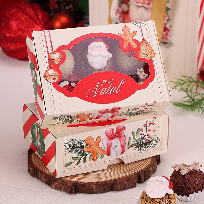 10 Caixa para 6 Doces com Visor Bom Velhinho 4256 (JANGO NATAL