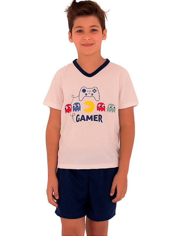 Pijama infantil masculino curto gamer