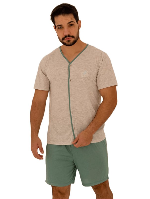 Pijama masculino curto aberto
