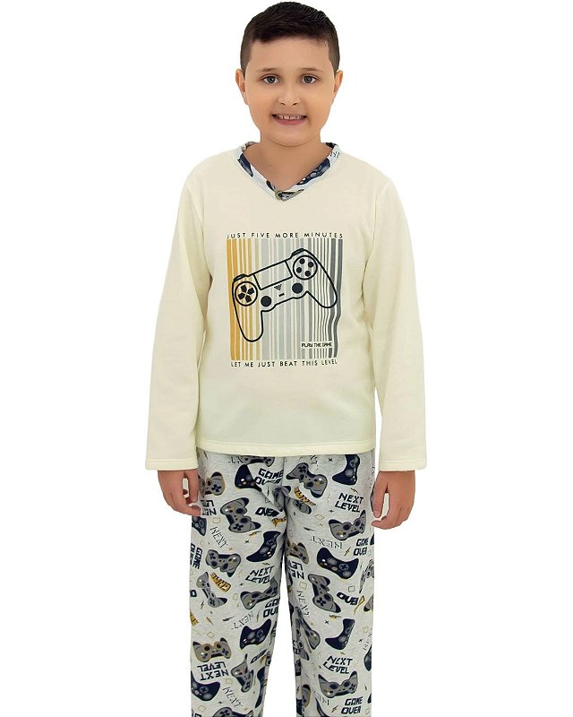 Pijama infantil moletin flanelado vídeo game