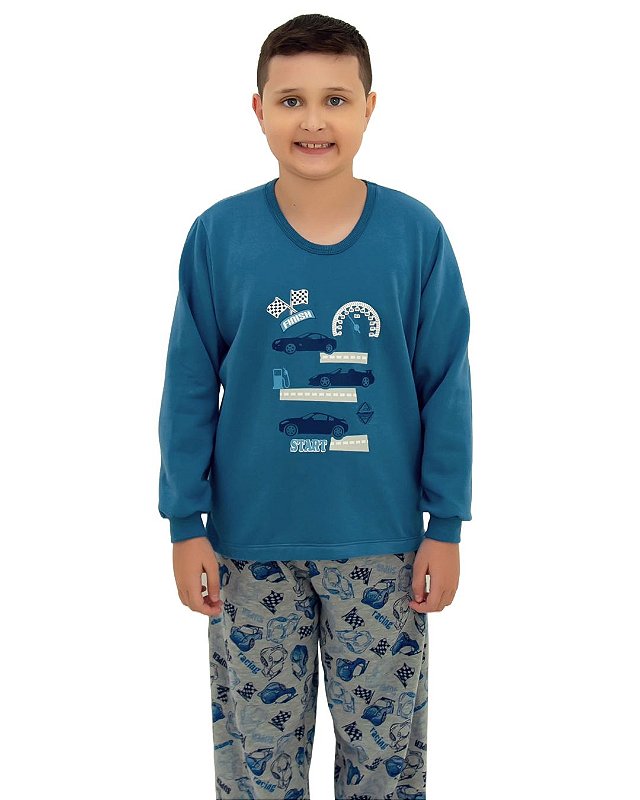 Pijama infantil moletin flanelado carros