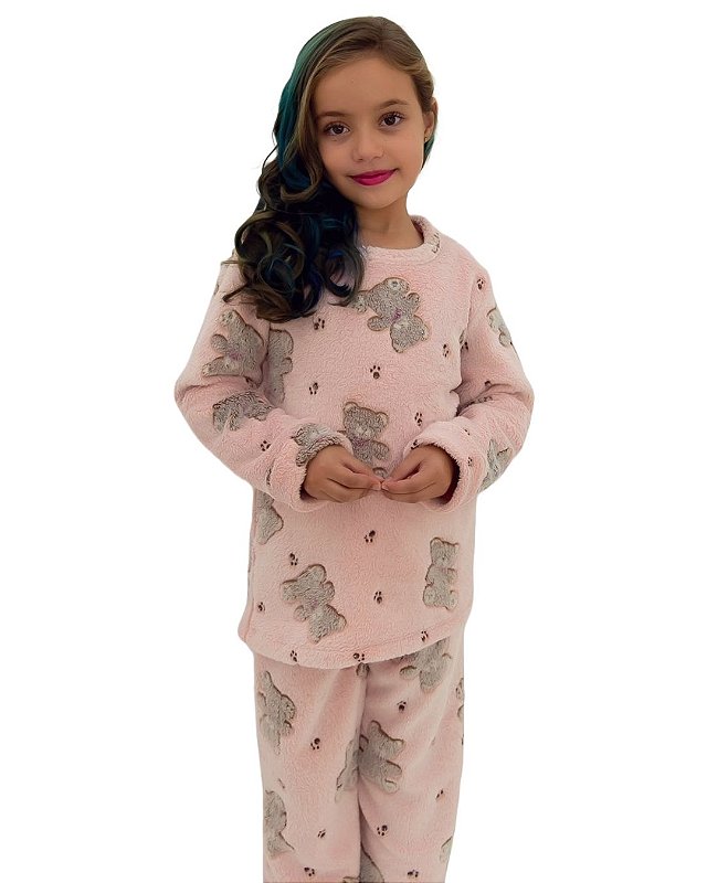Pijama feminino infantil fleece ursos