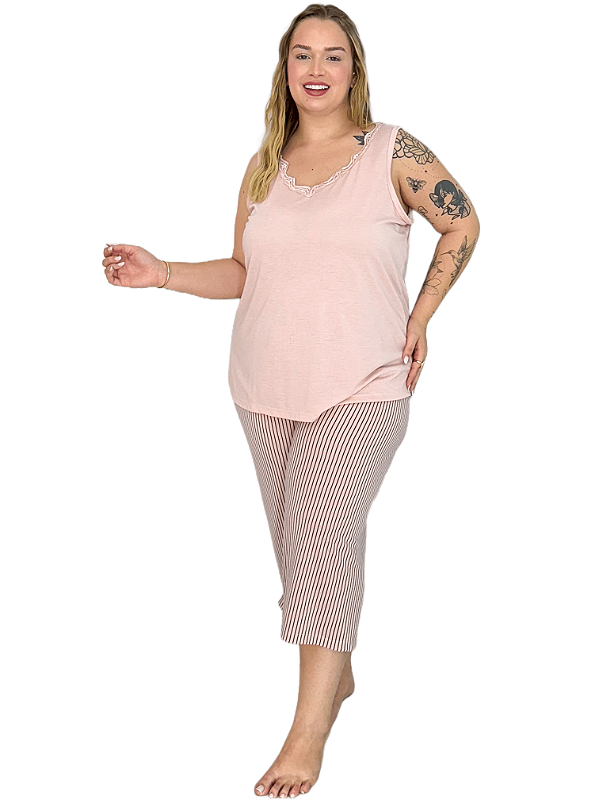 Pijama Plus Size Regata Pescador