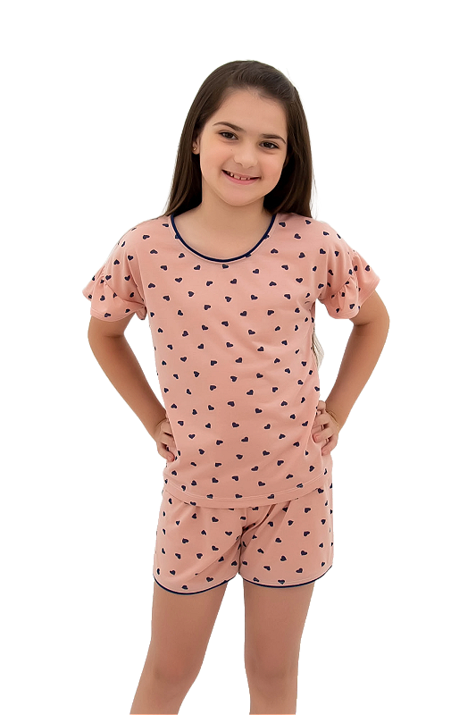 Pijama infantil feminino com detalhe na manga