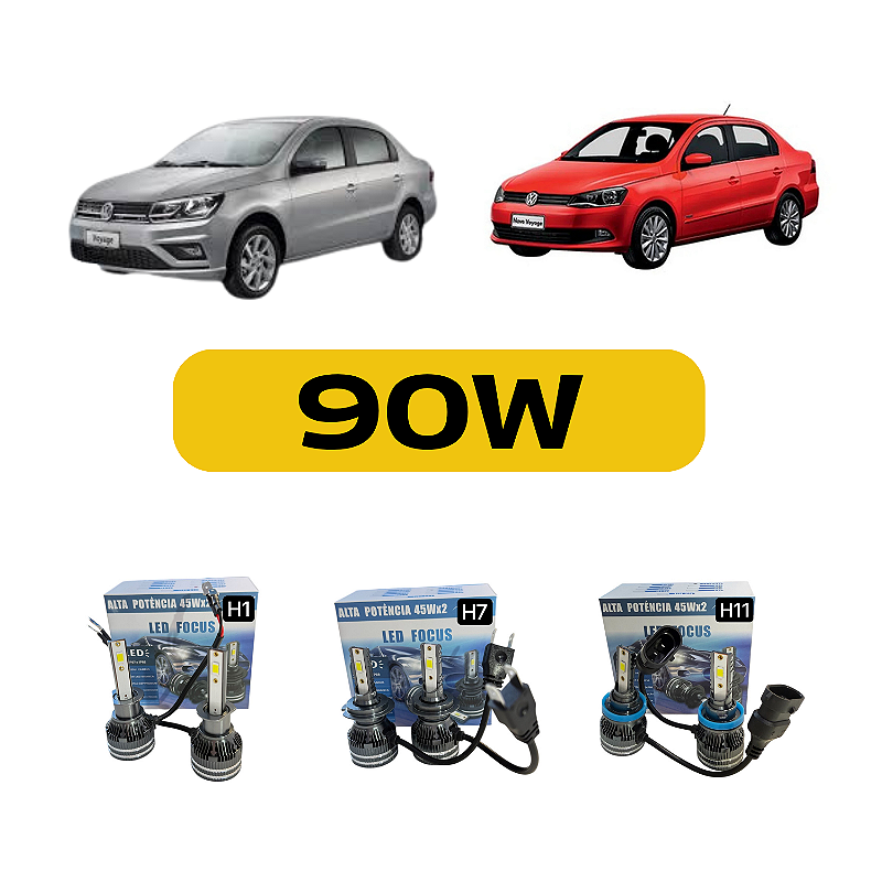 Kit Farol LED VW Voyage (2014-2023) Foco Duplo - Super Potência