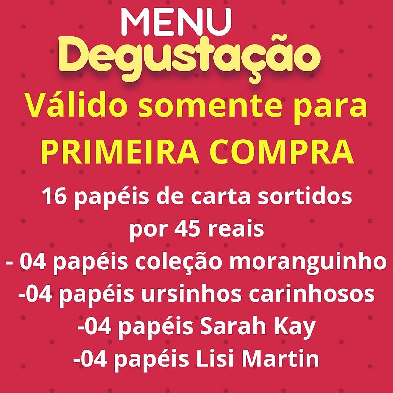 Menu Degustação Primeira Compra