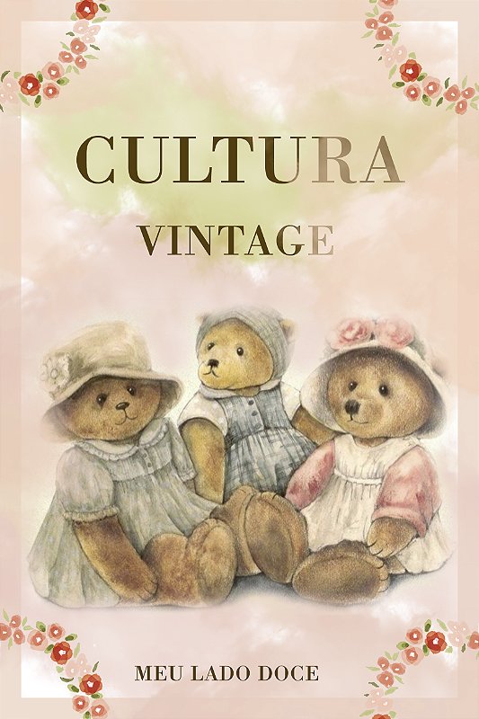 Capa para Pasta de Papel de Carta Ursinhos Vintage