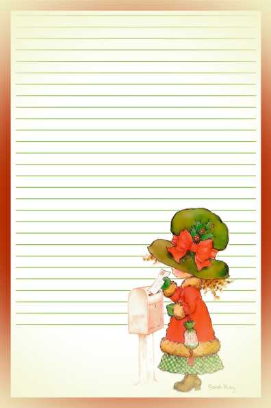 Papel de carta menina natalina com linhas pautadas