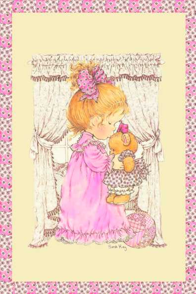 Papel de carta clarinho menina beijando ursinho