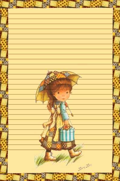 Papel de carta menina na chuva Mary May com linhas pautadas