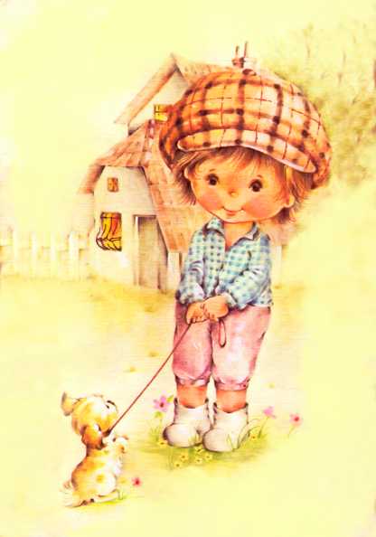 Papel de carta Menino Vintage e cachorrinho