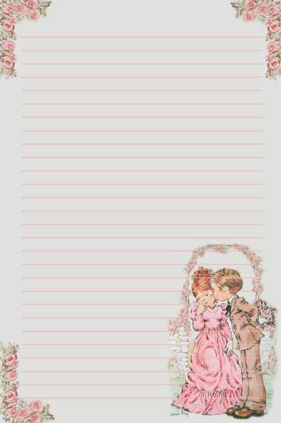 Papel de carta Sarah Kay namorados com linhas pautadas
