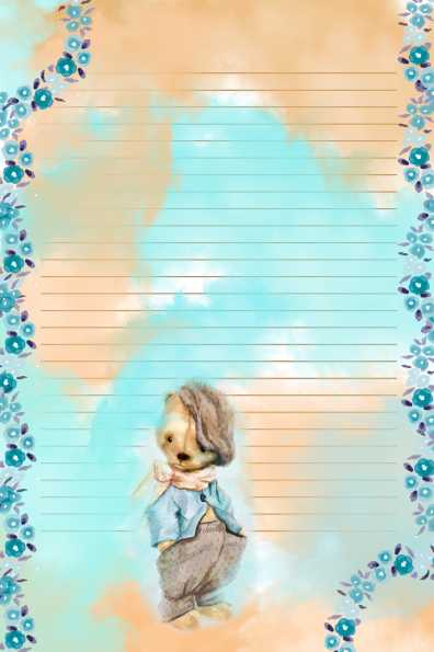 Papel de carta ursinho vintage com linhas pautadas