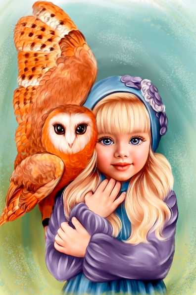 Papel de carta Realista menina e coruja
