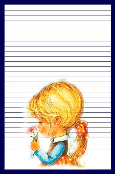 Papel de carta menina vintage com linhas pautadas