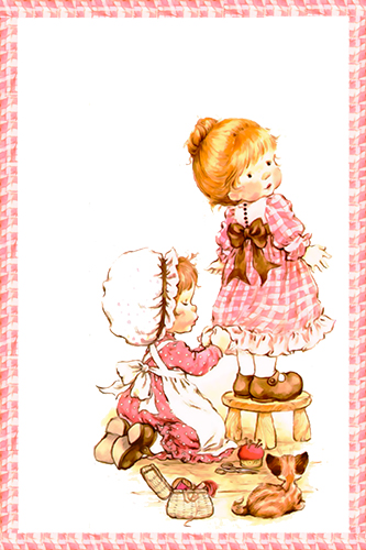 Papel de carta meninas costurando art big