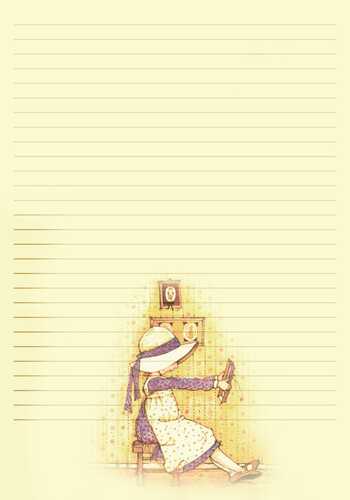 Papel de carta menina espelho com linhas Holly Hobbie