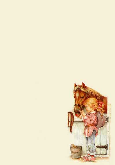 Papel de carta menina e cavalo sem linhas