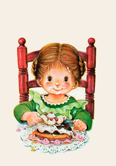 Papel de carta menina e bolo art big Lisi