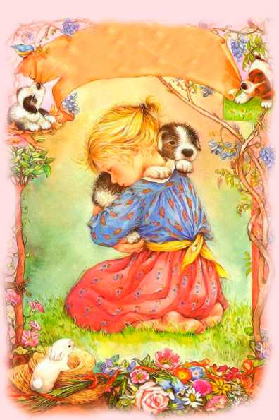 Papel de carta menina e bichinhos na grama Lisi