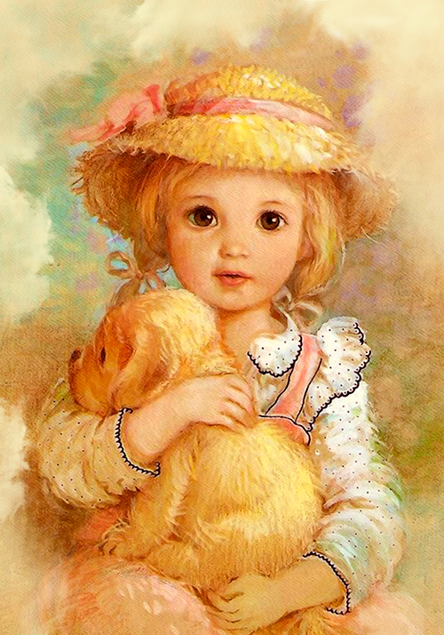 Papel de carta Menina e cachorrinho