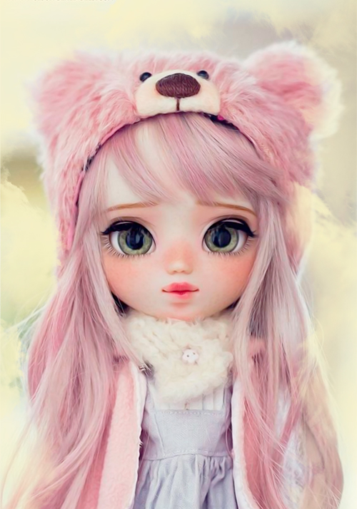 Conjunto papel de carta boneca chapeu rosa de ursinho