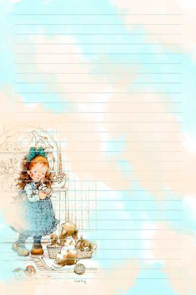 Papel de carta com linhas pautadas Sarah Kay