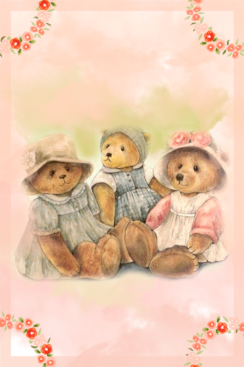 Papel de carta ursinhos sentados cultura vintage