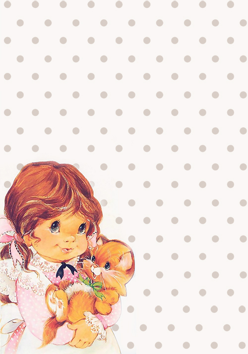 Papel de carta vintage menina em petit poa